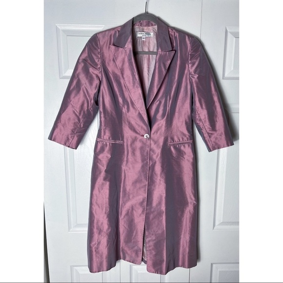 Carolina Herrera Vintage Purple Iridescent Silk Evening Jacket Coat Size 10 Ital - Picture 2 of 7